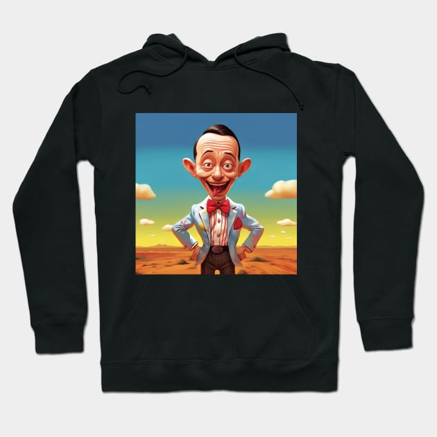 pee wee herman sticking out his tongue on the photo, art Hoodie by Maverick Media